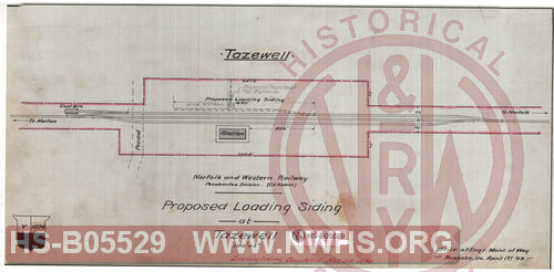 Norfolk and Western Railway, Pocahontas Division (C.V. District); Proposed loading siding at Tazewell; Scale: 1"=100'.
