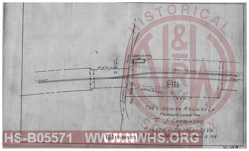 Proposed lease for T. J. Creaghead at Moneta, Bedford Co., VA.,Virginian Railway Co.,