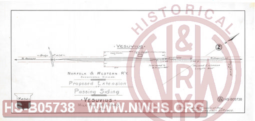 N&W R'y, Shenandoah Division, Proposed extension of passing siding, Vesuvius, MP 167+1945'