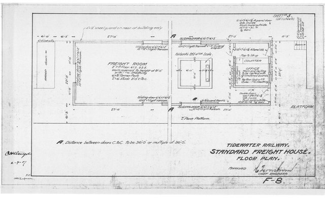 Standard Freight House, Floor Plan, Tidewater Railway