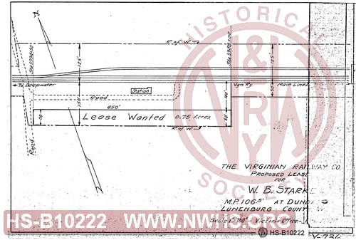 Proposed Lease for W.B. Starke at Dundas, Lunenburg County, VA