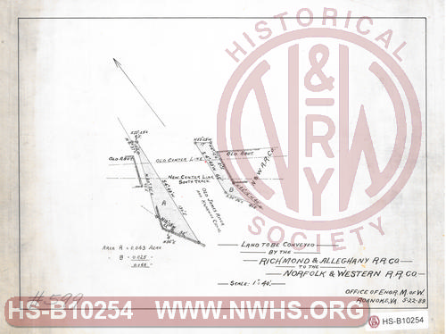 Land to be Conveyed by the Richmond & Alleghany RR Co to the Norfolk & Western RR Co.