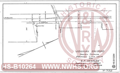 Sketch Showing Proposed Land Lease for E.F. Sessler, Ironto, VA