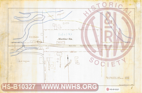 Drawings show Martins, VA station area with turntable