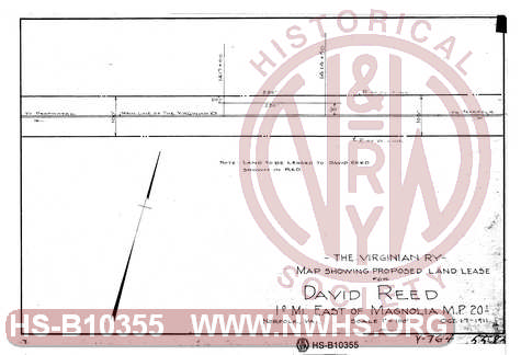 VGN map showing proposed land lease for David Reed 1.0 mile east of Magnolia MP 20.1
