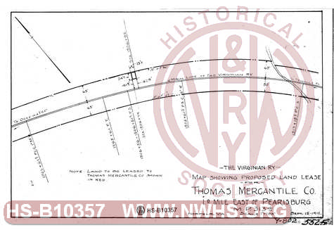 VGN map showing proposed land lease for Thomas Mergantile Co 1.0 mile east of Pearisburg MP 313.4