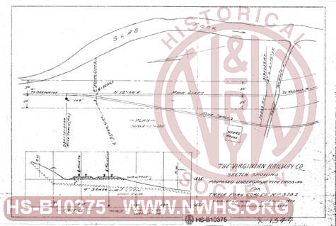 Sketch showing proposed undergrade pipe crossing for Trace Fork Coal Co Mp 378.2