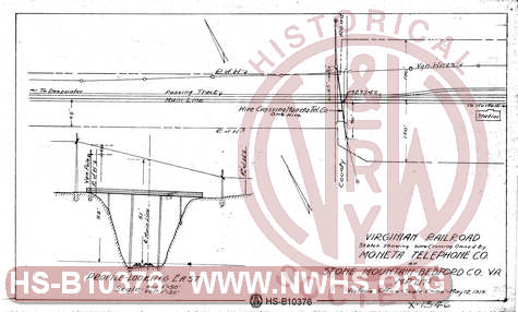 Sketch showing wire crossing owned by Moneta Telephone Co at Stone Mountain - Bedford Co, Va MP 217.7