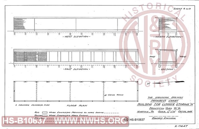 Progress Chart, Building for Lumber Storage "H", Princeton Yard, WV