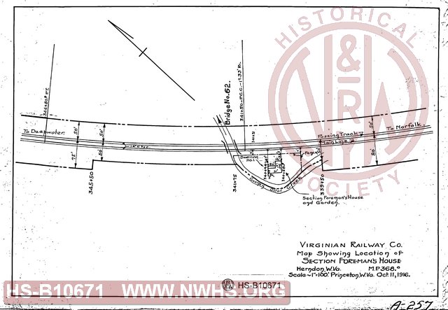Map Showing Location of Section Foreman's House, Herndon WV MP 368.0