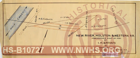 Abandoned Right of Way of IH Brown at Narrows, VA, New River, Holston & Western RR