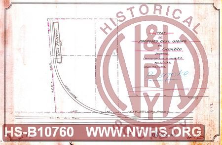 Plat of Proposed Coal Siding of Gamble showing Connection with N&W RR