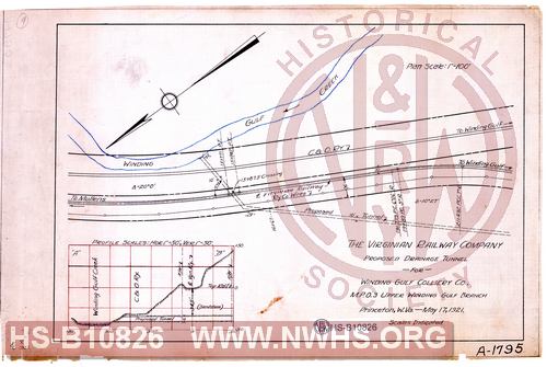 The Virginian Railway Company, Proposed drainage tunnel for Winding Gulf Colliery Co, MP 0.3, Upper Winding Gulf Branch