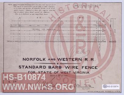 N&W RR Standard Barbed Wire Fence for State of West Virginia