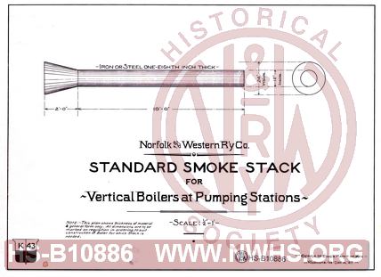 N&W Rwy, Standard Smoke Stack for Vertical Boilers at Pumping Stations
