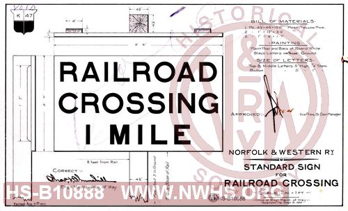 N&W Rwy, Standard Sign for Railroad Crossing