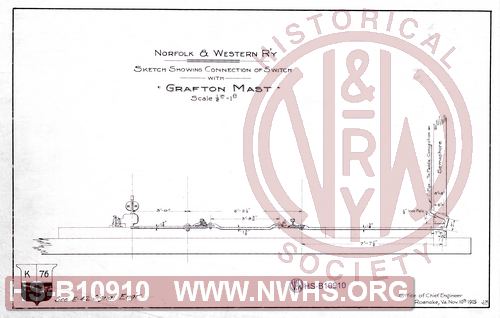 N&W Rwy, Sketch Showing Connection of Switch with Grafton Mast