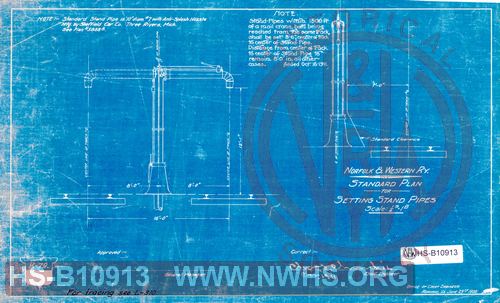 N&W Rwy, Standard Plan for Setting Stand Pipes