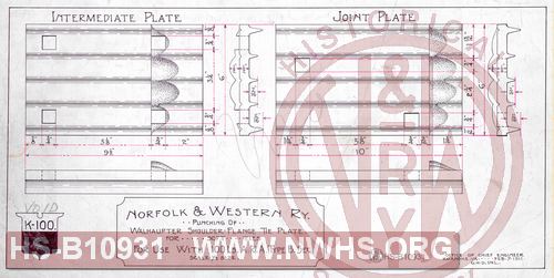 N&W Rwy,Wolhaupter Shoulder Flange Plate for soft ties for use with 100 LB ARA Type B Rail