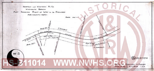 N&W Ry Co., Widemouth branch, Plat showing right of way to be acquired for county road
