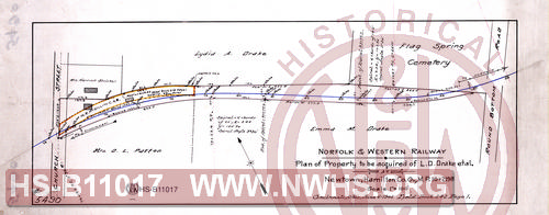 N&W Ry, Plan of property to be acquired of L.D. Drake etal. at Newtown, Hamilton Co. O., MP 10+2198
