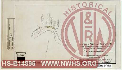 N&W Ry, New River Branch ~ North Carolina Ext., Land to be deed to R.L. Anderson, Grayson County Virginia
