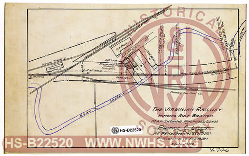 VGN, Winding Gulf Branch, Map showing proposed lease to J.E. Staples at Pemberton, W.Va. MP 23.7