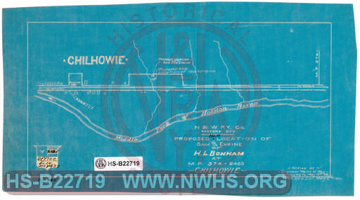 N&W Ry, Radford Div., Proposed New location of saw and engine of H.L Bohnam at MP 374+2400, Chilhowie