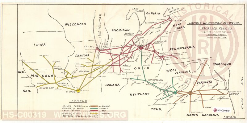 Proposed Regions, N&W Railway