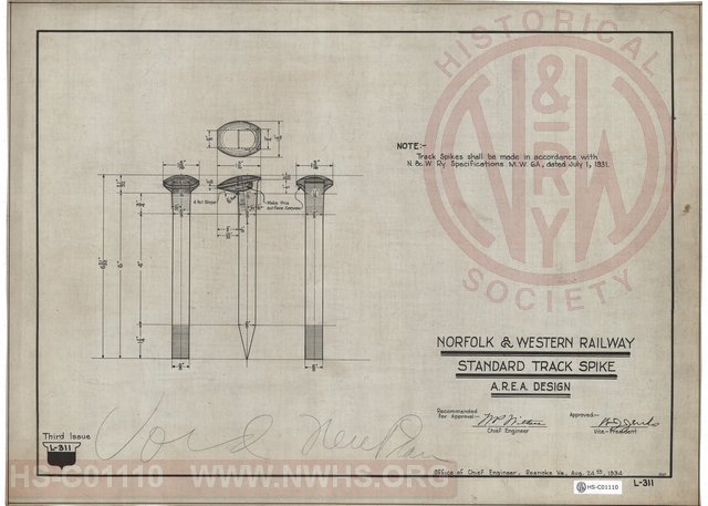 N&W Rwy, Standard Track Spike, A.R.E.A. Design