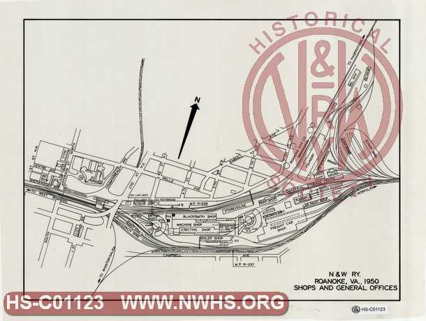 N&W Railway - Shops and General Offices (Layout Map)