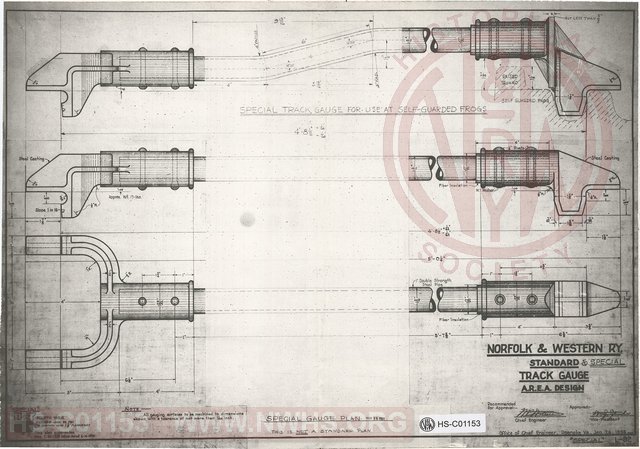 N&W Ry, Standard and Special Track Gauge, A.R.E.A. design.