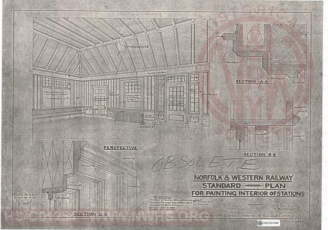 N&W Rwy,Standard Plan for Paintng Interior of Stations