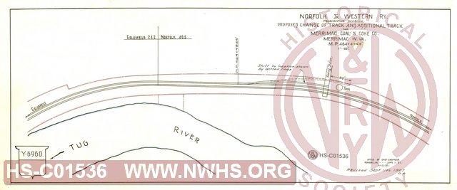 Proposed Change of Track and Additional Track for Merrimac Coal & Coke Co., Merrimac WV MP464+4944'