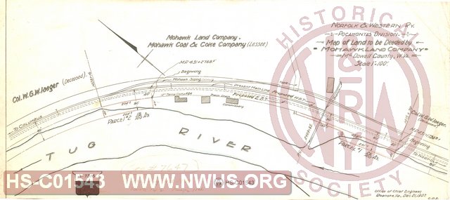 Map of Land to be Deeded by Mohawk Land Company, McDowell County WV