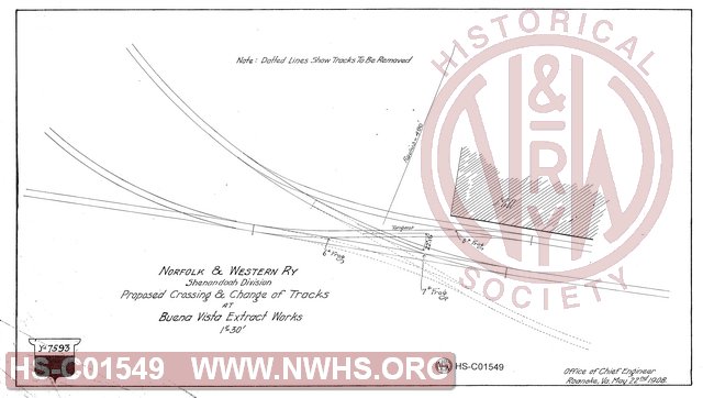 Proposed Crossing and Change of Tracks at Buena Vista Extract Works