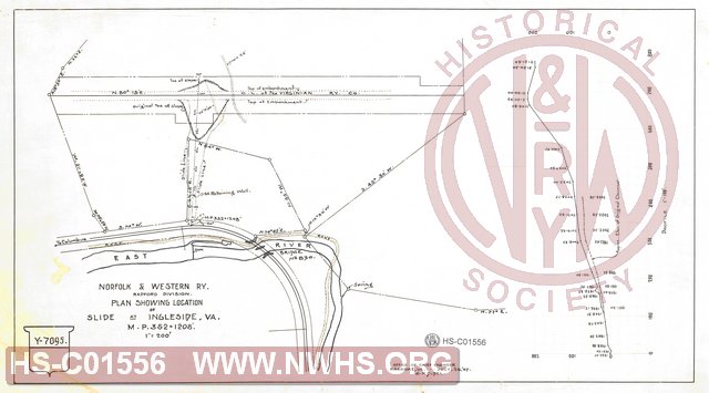 Plan Showing Location of Slide at Ingleside, VA, MP 352+1208'