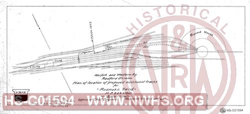 N&W Ry, Radford Division, Plan of location of proposed additional tracks for Roanoke Yard, MP 259+160'