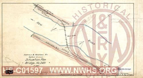 N&W Rwy Radford Division, Situation Plan, Bridge No. 2401.