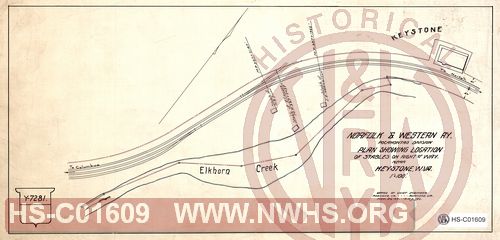 N&W Ry, Pocahontas Division, Plan showing location of stables on right of way near Keystone, W.Va.