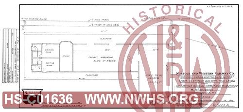N&W Ry Co, Shenandoah Division - Winston-Salem District, Space in station building to be leased to Stoneville Tobacco Warehouse Association, MP R86+2647.5', Stoneville N.C.