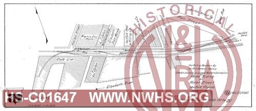 N&W Ry Co., Norfolk General Agency, Sketch Showing Proposed Western Connection of Reids Siding on Water Street, Norfolk VA