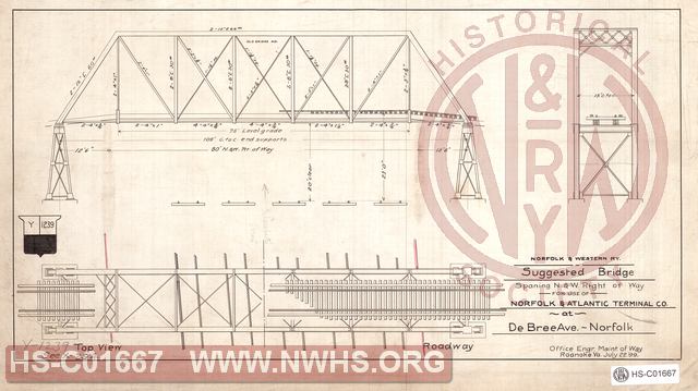 N&W Rwy Suggested Bridge Spanning N&W Right of Way for use of Norfolk & Atlantic Terminal Co. at DeBree Ave. Norfolk