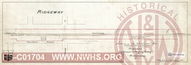 N&W R'y, Winston-Salem Division, Proposed extension to passing siding at Ridgeway