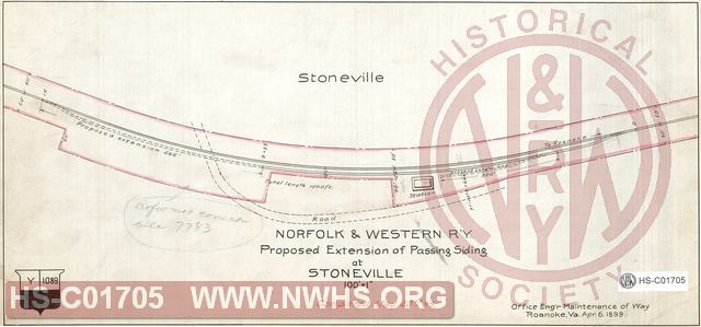 N&W R'y, Proposed extension to passing siding at Stoneville