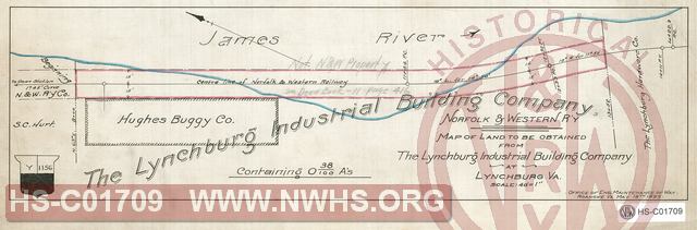 N&W R'y, Map of land to be obtained from The Lynchburg Industrial Building Company at Lynchburg, VA
