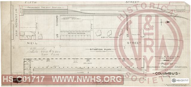 N&W R'y, Scioto Division, Plan of proposed freight station at Columbus Ohio