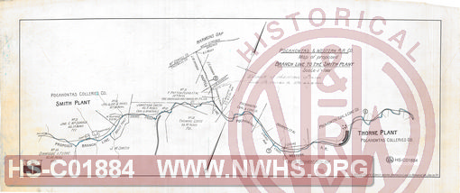 Pocahontas & Western RR Co, Map of proposed branch line to the Smith Plant