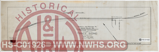 N&W Ry, Scioto Valley Div., Proposed extension of Trace Siding at MP 500+4591'
