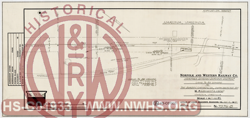 N&W, Norfolk division - Durham district, Land to be leased to The Borden Chemical Co., Smith Douglass Div, MP L25+4217.5', Naruna, Virginia